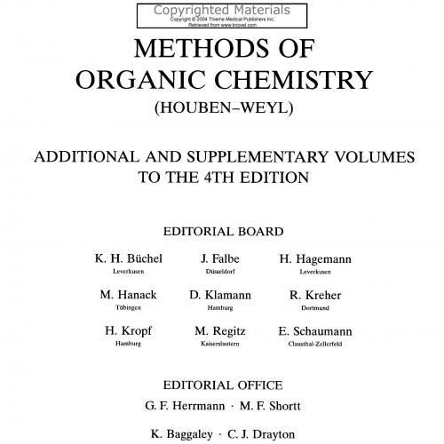 Houben-Weyl Methods of Organic Chemistry