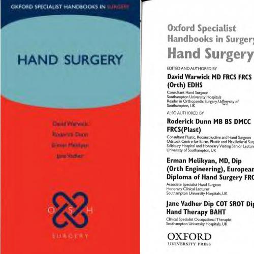 Hand Surgery (Oxford Specialist Handbooks Series in Surgery)